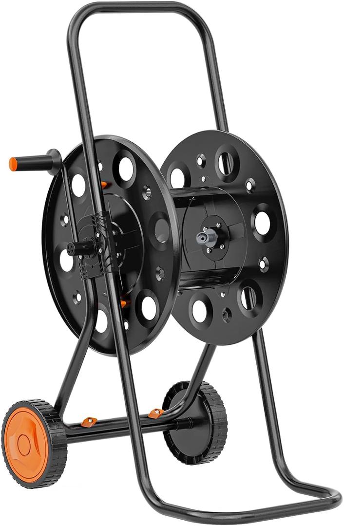 SPECILITE Garden Hose Reel Cart, Fits 75-150 Ft Hose, with Wide Stable Base | Portable Easy-Move Design, Large Capacity Hose Storage Cart, Outdoor Water Hose Reels for Car Washing and Garden Watering