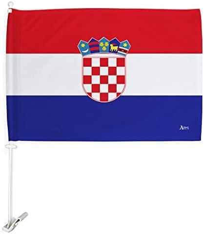 Croatia Flag World Cup 2022 Croatian Car Flags Bandera Para Carros De Auto Decorations Small Banner For Window Clip Pole Accessories FIFA Sports Fans Outdoor Game Football Soccer Gifts Made In USA