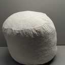 HIGOGOGO Round Stuffed Pouf Ottoman, Corduroy Poufs with Foam Chunk Filling, Furry and Fluffy Pouf Foot Stool Storage Ottoman, 26 X 18 Floor Poufs Foot Rest for Living Room, Beige