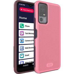 TUDIA MergeGrip for Jitterbug Smart 4 Case T608G, [Military Grade Drop Tested] Shockproof Protection Slim Rugged Dual Layer Heavy Duty Phone Cases for Senior - Smokey Pink