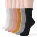 Kikiya Women's Mid-Calf Ruffle Crew Socks - 4/6 Pair Soft Cotton Colorful Casual Dress Socks - Boot Trouser Uniform Size 6-8