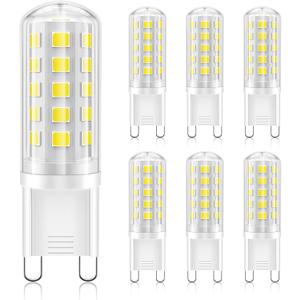 BRVHOZX G9 Led Bulb Daylight White, 4W, 450LM, 6000K, Equivalent to 40W Halogen, No Flicker, Non-Dimmable, 360°Beam Angle, AC 110-130V, Bi-pin Ceramic Base G9 Led Light Bulbs for Home Lighting-6Pcs