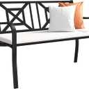 Black Outdoor Bench, Metal Weatherproof Garden Bench Cast Iron Heavy-Duty Patio Bench with Decorative Backrest for Proch Park 880lb Capacity