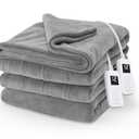 Sunbeam Electric Royal Luxe Microplush Heated Blanket, 12 Heat Settings, 12-Hour Auto Shut-Off, Fast Heating, Warm & Cozy, Machine Washable, Dove Gray Color, King (90" x 100")