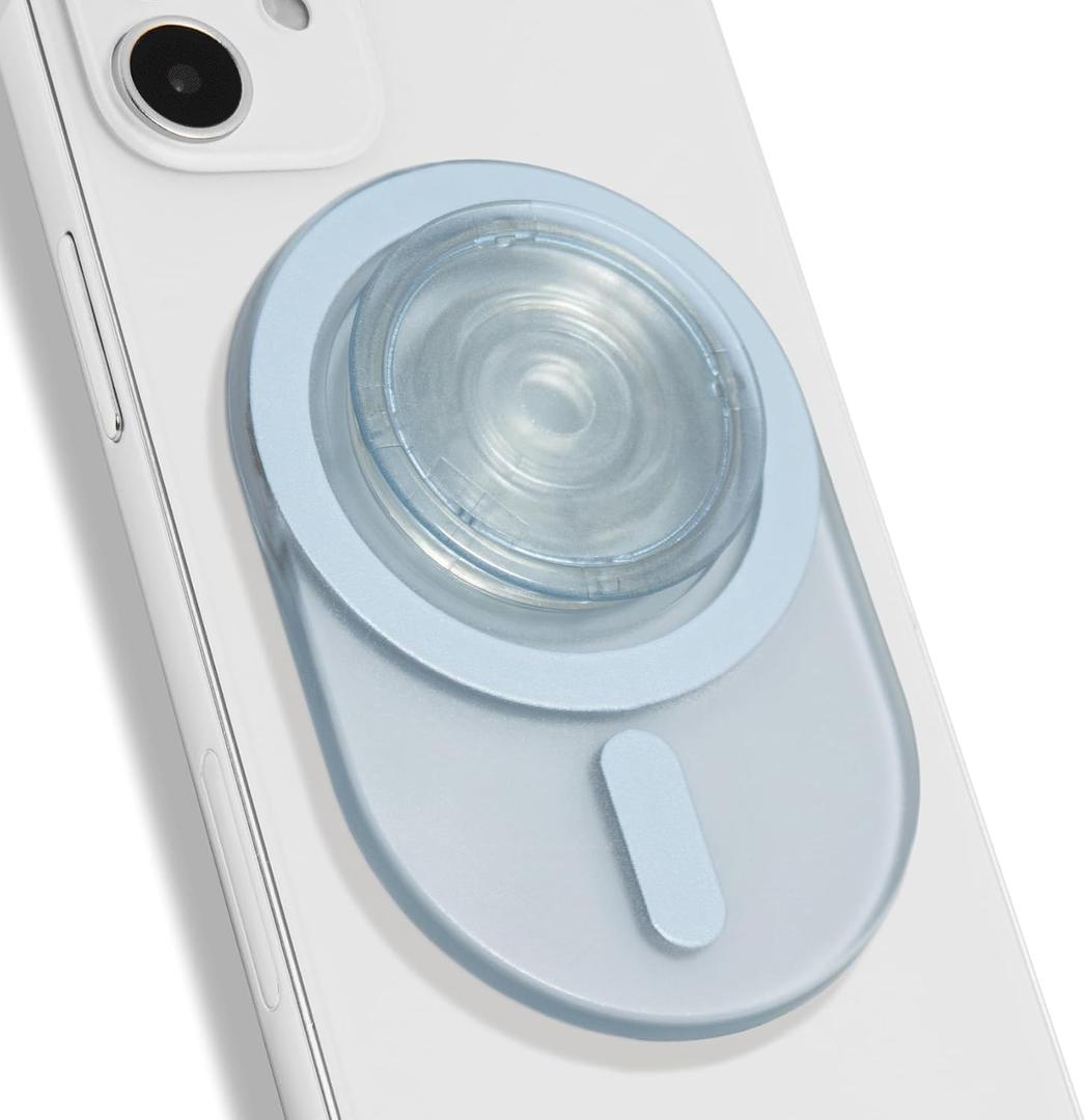 On The Grip Oval Magnetic Phone Grip MagSafe Compatible, Translucent Design, Slim and Lightweight, Grip and Stand for iPhone (Blue)