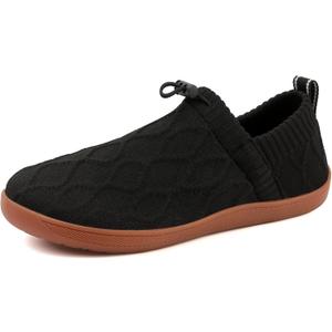 EZEREELL Minimalist Barefoot Shoes Women, Zero Drop Wide Width Walking Shoes (Black)