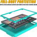 Tablet Kids Case for 10.1-inch Tablets Not Fit for TCL iPad 10.1 inch Tablets, Patamiyari Lightweight Shockproof Case with Screen Protector Handle Stand -Emerald Turquoise