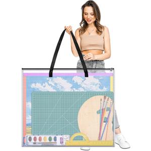 ZKOO 20x26 Inches Art Portfolio Bag, Portfolio Folder for Artwork with Zipper and Handle Mesh Folder Organizers, Artwork Storage Case for Poster, Scrapbook, Keepsake and Bulletin Board (Black)