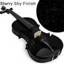 Poseidon Violin Set for Beginners Adult Student, 4/4 Violin Beginner w/Case, Extra Violin 4/4 Strings Set, Two Bows, Two Bridges, Two Rosins, Tuner, Manual - Black