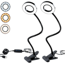 Clamp on Lamp, Desk Lamps, 8W Clip Light, Warm & Daylight & White Light 3 Colors, 10 Dimmable Illumination Modes (2 Pack)