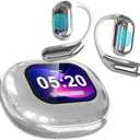 R'hllor Real-Time AI Translation Earbuds, Open-Ear Audifonos Traductores Ingls Espaol Two-Way Translator Headphones, Bluetooth Wireless Earhooks for Business, Travel, Learning, Meetings (Silver)