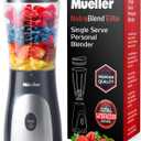 Mueller Personal Blender for Shakes and Smoothies with 15 Oz Travel Cup and Lid, Juices, Baby Food, Heavy-Duty Portable Blender & Food Processor, Grey