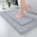 LOCHAS Luminous Non Slip Bathroom Rugs 32 x 20 Inch, Extra Soft and Comfy Bath Mats Rug, Absorbent Thick Microfiber Mat Carpets for Shower, Light Gray