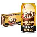 A&W Root Beer Float Zero Sugar Soda, 12 fl oz cans, 12 pack (EXP 10/08/26)