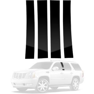 BASIKER 4 Pcs Compatible with Cadillac Escalade 2007 2008 2009 2010 2011 2012 2013 2014 Door Window Trim Anti Scratch Stickers Door Pillar Moldings
