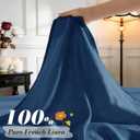SONORO KATE 100% French Pure Linen Sheets, Breathable and Durable Linen King Size Sheets, Anti-Tear Linen Bed Sheets, Machine Washable, 16 Inch Deep Pocket - 4 Piece (Navy Blue, King)