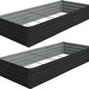 Vengarus 2 Pack 9x3x1FT Galvanized Raised Garden Bed Kit, Outdoor Metal Planter Box for Vegetables, Rectangular Steel Container, Easy Assembly (Black)