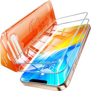 DiamondClear Glass for iPhone 13 Screen Protector [Top10H+ Military Shockproof] [10s Easy No Bubbles Install] Full Protection Tempered Glass Film for 13 6.1''-2 Pack