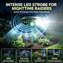 4Pack Sonic Fortress Pro Deer Repellent Devices Squirrel Raccoon Rabbit Cat Fox Deterrent Solar Ultrasonic Animal Repellent Outdoor with Motion Activated Strobe Light for Garden Yard Lawn Protection