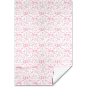 Pink Bow Coquette Kitchen Bathroom TowelsPreppy Coquette Bathroom DecorPink Chinoiserie Coquette Seamless Patterns Bows Towel 16x24 Inches