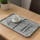 3 Pack Multi Purpose Silicone Mats Thick Heat Resistant Silicone for Dish Drying, Baking, Pet Feeding, Non-slip, Countertop Protector(L 25.6", M 15.4", S 12.6") (Grey)