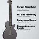Enya Nova Go Carbon Fiber Travel Acoustic Guitar | 1/2 Size Lightweight Moisture-Proof Guitara | Adult & Beginner Portable Guitar with Gig Bag & Accessories (Black)
