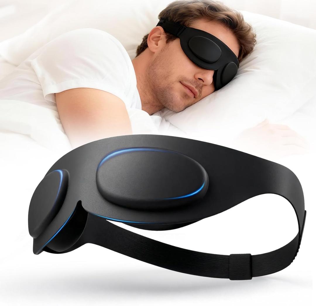 TSYL Travel Sleep Mask: Ultra Lightweight 3D Contoured Sleep Eye Mask Relieves Dry Eyes, Full Silicone, Compression-Proof Total Blackout Eye Cover for Daytime Sleep Side Sleep