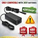 VHBW 42V 2A Charger for 36V Li-ion Scooter Battery, 8mm OD 5mm ID DC Plug, for Bird Air/Flex/One, Xiaomi M365/Pro/1S, AOVOPRO ES60, Not for 24V/48V or Other Ports