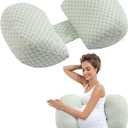 VEVOR Pregnancy Wedge Pillow, W-Shaped Maternity Pillow for Pregnant Women, Soft and Breathable Pregnancy Pillow with Removable & Washable Cover for Back Belly HIPS Support, Lightweight and Portable