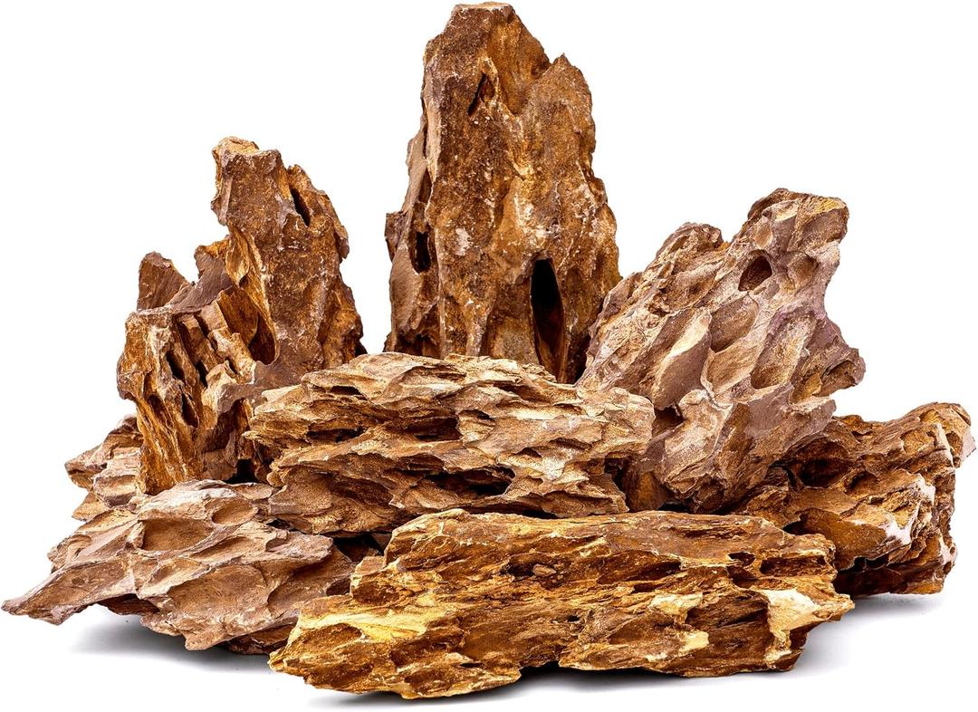 6.1-8.1 Inches Natural Dragon Stone, 6 PCS Large Aquarium Rocks for Aquascaping, Terrariums, Reptile Tanks & Aquarium Dcor