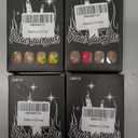 Spring Press on Nails Short Square Fake Nails Press ons Yellow Flowers Stripe False Nails Glossy Nail Tips Full Cover Glue on Nails Acrylic Summer Floral Reusable Stick on Nails for Women 24 Pcs 4 pack