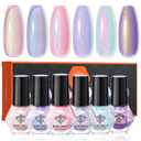 modelones Nail Polish Set, 6 Colors Charm Pink Blue Gold Purple Green Shimmer & Holographic Quick Dry Non Toxic Nail Polish Kit Salon Home DIY Manicure Kit Gift For Women Girl