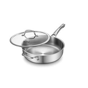VocVoi 6-Quart Stainless Steel Saute Pan with Lid, 12-Inch Skillet, Dishwasher & Oven Safe, Works on All Cooktops