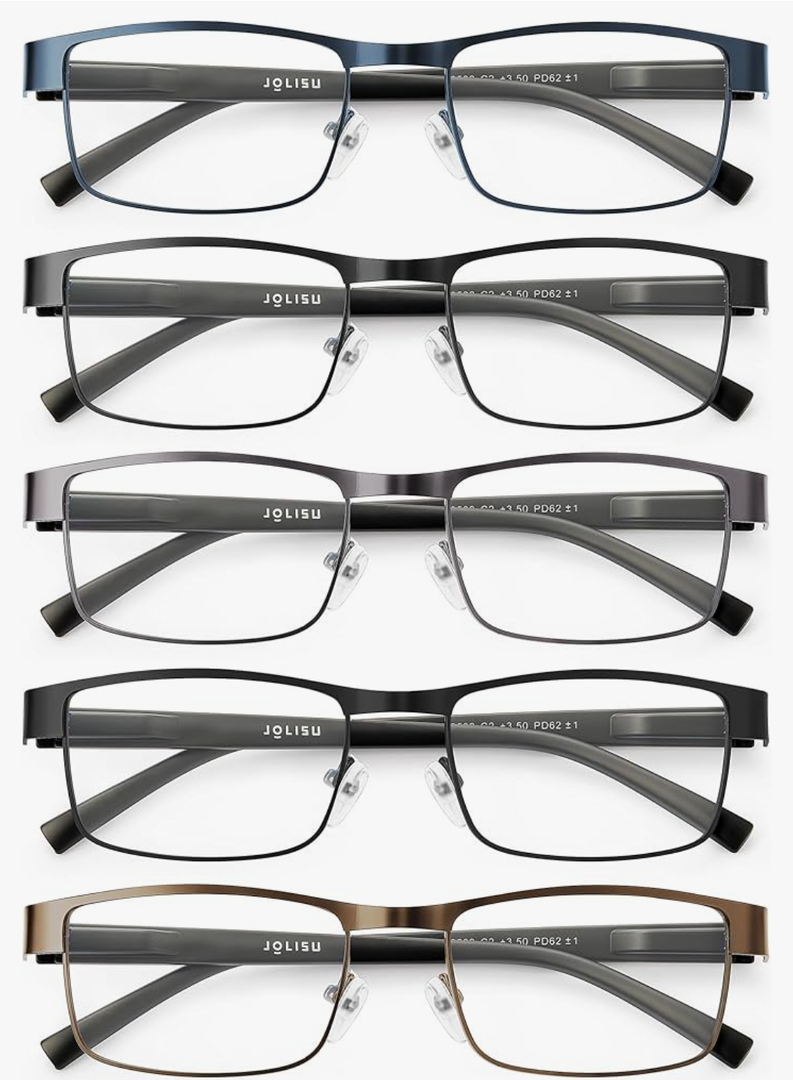 5PCS Reading Glasses Men - Blue Light Blocking Computer Metal Thin Frame Readers For Men/Women