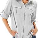 Toumett Women's UPF 50 Long Sleeve Sun Protection Shirts Safari Fishing Hiking, S