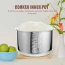 Baluue Stainless Steel Rice Cooker Inner Pot, 4L, Widely Compatible, Easy Clean, Suitable for Home Use, Silver, Household Rice Cooker Inner Pot, 8.66x8.66x5.19 Inches