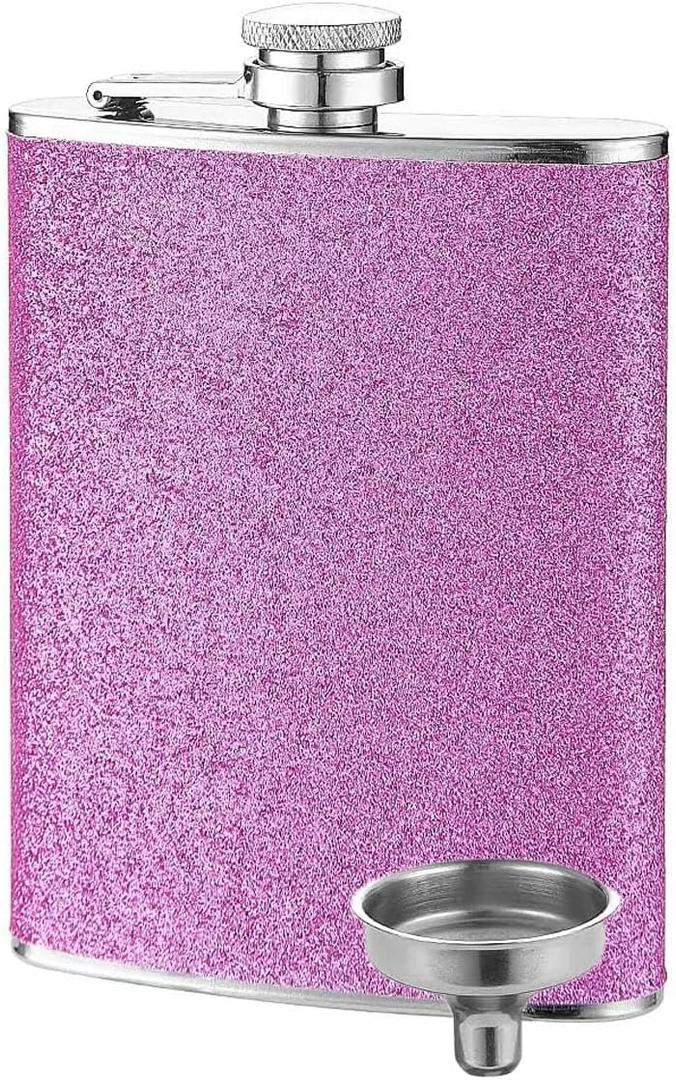 Hip Flask 8oz for Women/Men, Minimalist Hip Flask Portable Whiskey Flask Leak Proof Pocket Hips Flask for Climbing Camping Barbecue Bar Party Drinker (Purple)