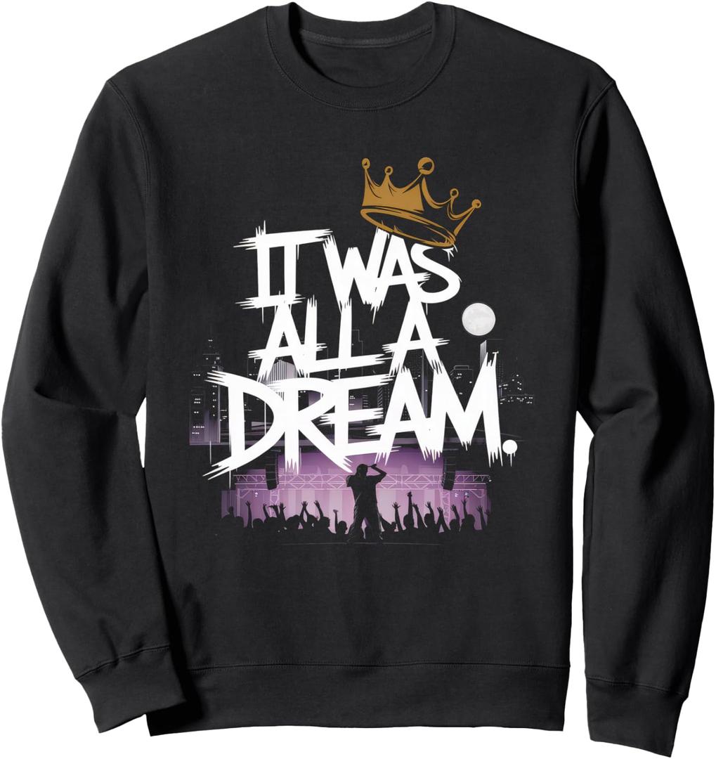 It Was A Dream Tshirt Men Women Rap 1990s Music Hip Hop Sweatshirt (Gray, L)