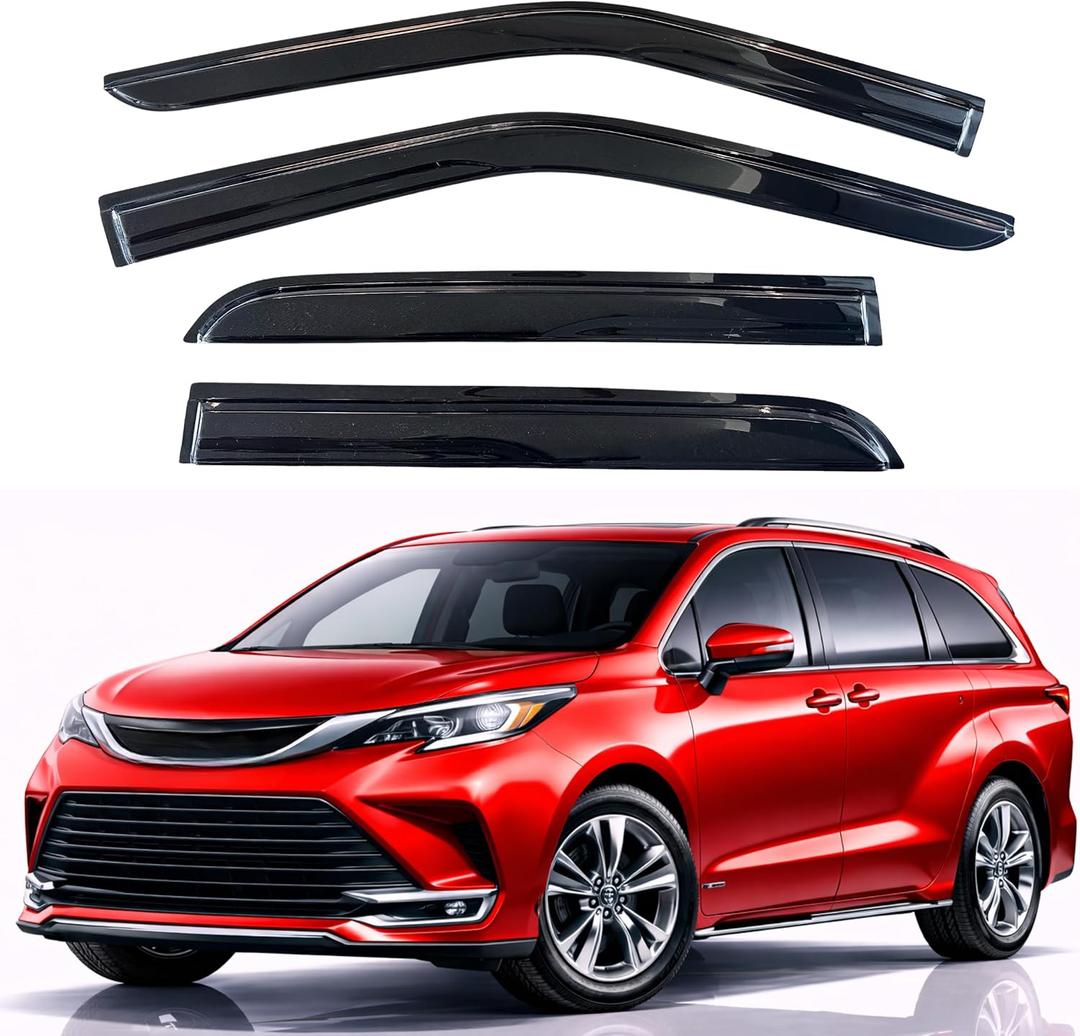 KPY Rain Guards Fit for 2021-2026 Toyota Sienna, Out-Channel Window Visors Vent Wind Deflectors 4PC, Car Accessories for 21-26 Sienna