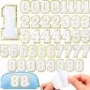 Yilloog 40 Pieces Number Patches Self Adhesive Chenille Patches 0-9 Glitter Chenille Number Appliques Stickers for DIY Clothing Jacket Mobile Phone Backpacks Hat(White,2.17 in,Phnom Penh)