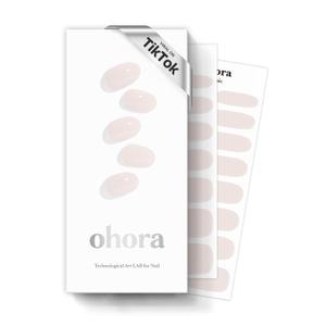 ohora Semi Cured Gel Nail Strips (N Cream Light) - Nude, Solid, Works with Any UV/LED Lamps, Salon-Quality, Long Lasting, Easy to Apply & Remove - Includes 2 Prep Pads, Nail File & Wooden Stick