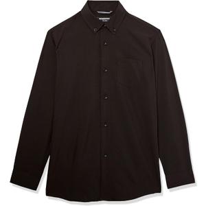 AXNY Boys Slim Fit Solid Super Stretch Solid Button Down Shirt (Black)