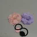 2 Pack Kids Hair Ties Holder for Airtag, Cute Flower Hidden Hair Elastic Band GPS Tracker Case for Girls (Pink Purple, Thick Hair)