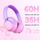Candy Bila Active Kids Noise Cancelling Headphones, 60H Play Time Kids Bluetooth Headphones, Volume Limited, Bluetooth 6.0, USB C Charging, Headphones for iPad Tablet Airplane,Gradient Pink