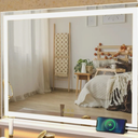 Vanity Mirror with Lights, Large Tabletop Makeup Mirror with Dimmable 3 Modes LED Backlit Light Strip, Touch Screen Control Dressing Mirror with 2 USB Outlet (30.7" W X 22.7" H)