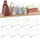 Acrylic Shelf Dividers, 8 Pack Clear Closet Shelf Organizer, Slide-On Vertical Dividers for Sweaters, Shirts, Towels & Handbags, Fits 3/4 in Shelves, 11 x 8 in