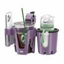 KDD Stroller Cup Holder with Phone Holder, 3-in-1 Removable Bottle Holder, 360 Degrees Rotation Drink Holder for Wheelchair, Stroller, Bike, Walker, Scooter, Bicycle, Nuna, Bugaboo, Doona (Purple)