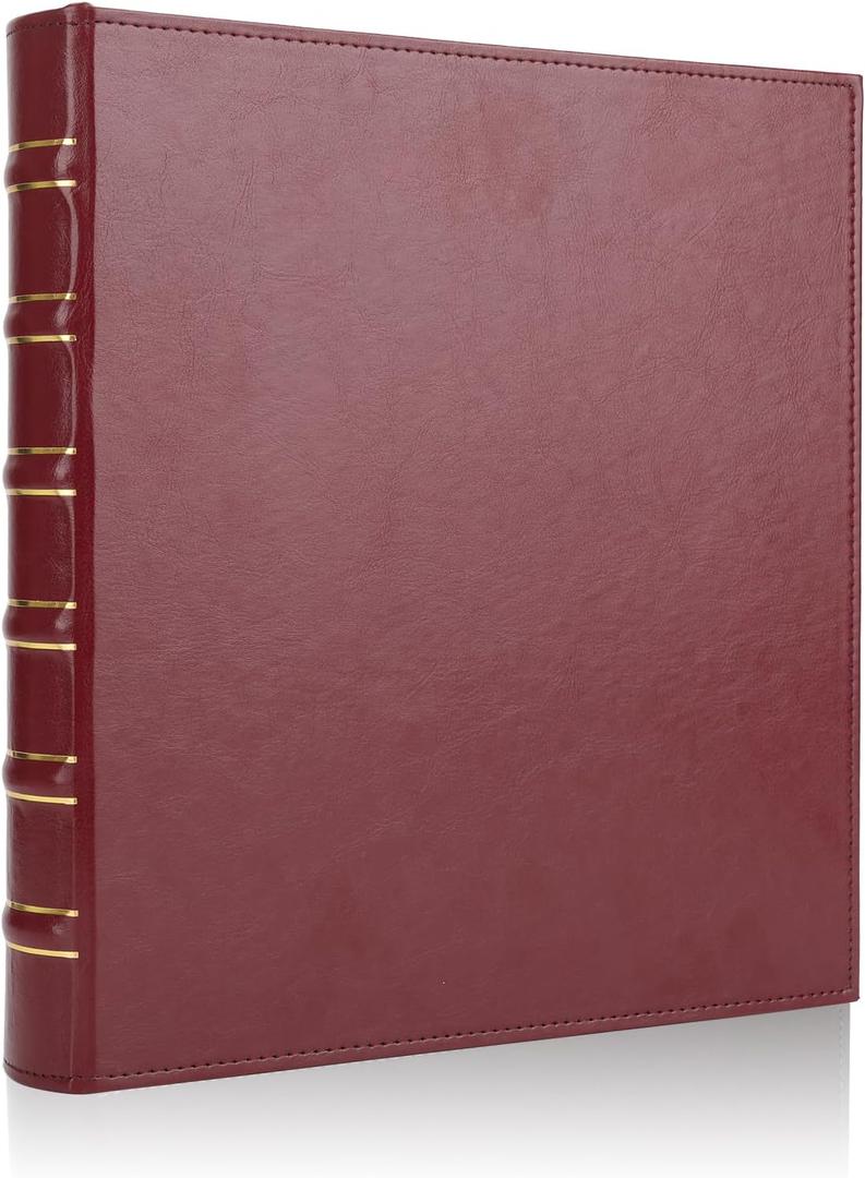 LETVPVOW Vintage Hardback 3 Ring Binder 1 Inch, Professional Leather Binder 3 Ring, Three Ring Binders Fits 8.5" x 11", D Ring Binders for Photo Album, Home, School and Office Supplies- Dark Red