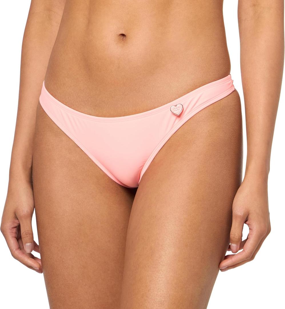 Body Glove Standard Smoothies Solid Minimal Coverage Thong Bikini Bottoms for Women (Medium, Coral)
