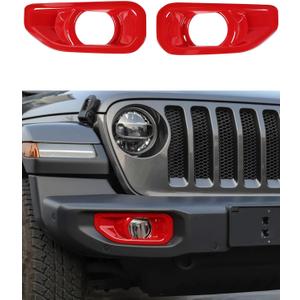 Savadicar 2-Piece Red Fog Light Trim Cover for Jeep Wrangler JL JLU 4xe & Gladiator JT 2018-Present â€“ Exterior Styling Upgrade Accessories